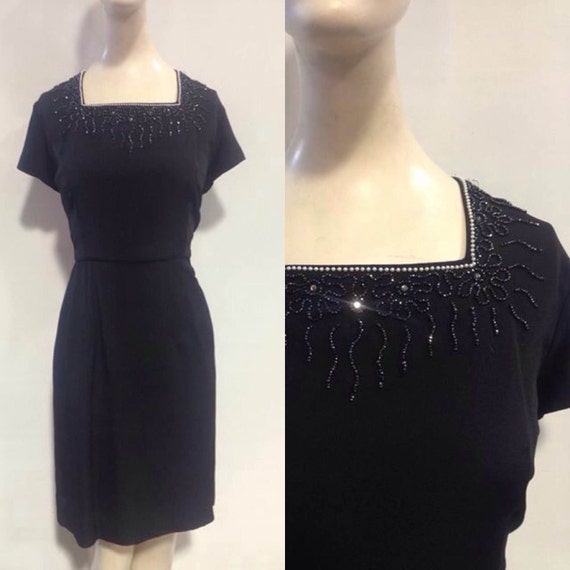 50s Embellished Black Dress
