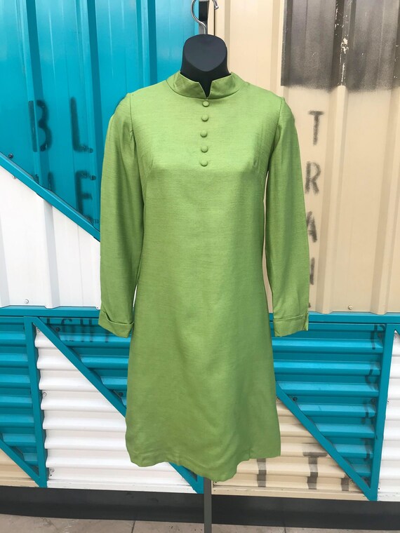 1960s L/S Mod Dress - PeaGreen