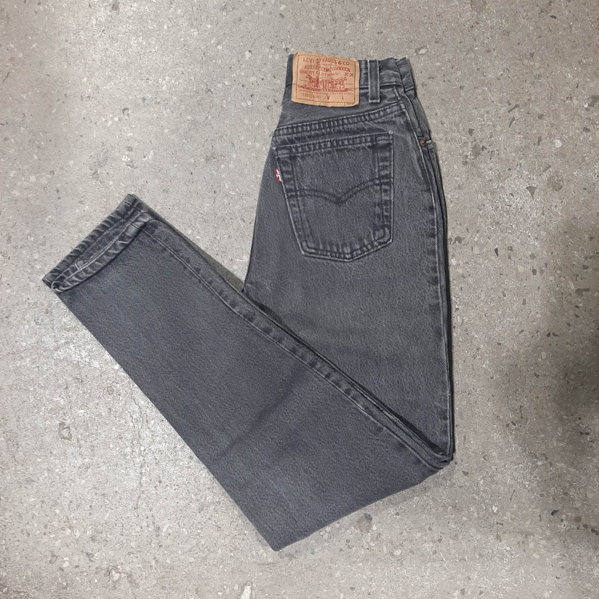 Rare Vintage 1990s Women's Charcoal Grey Black Levis 501s Sz Rare Vintage 1990s Women's Charcoal Grey Black Levis 501s Sz