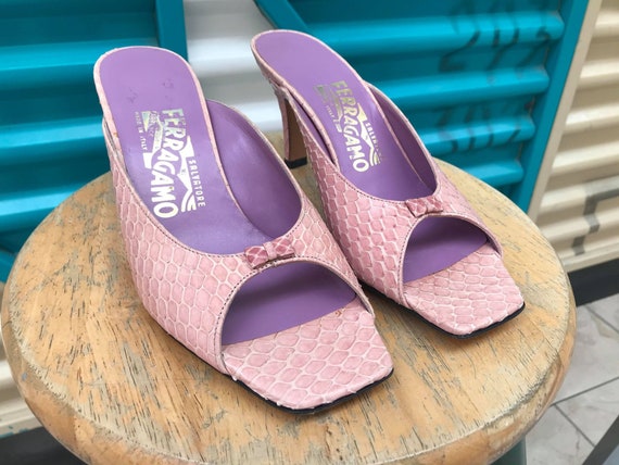 Vintage "Salvatore Ferragamo" Baby Pink Snakeskin