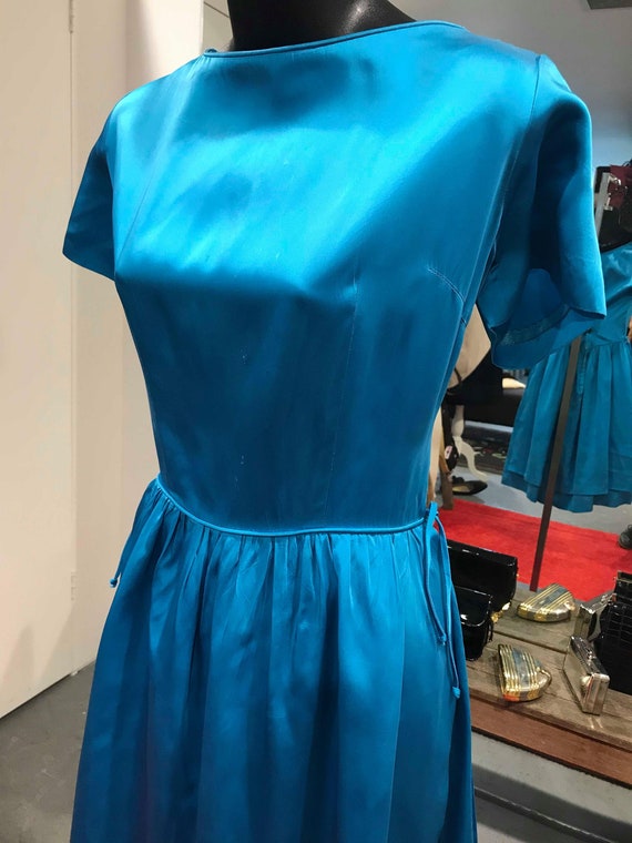 1950s Blue Taffeta Dress - "Jonathan Logan"