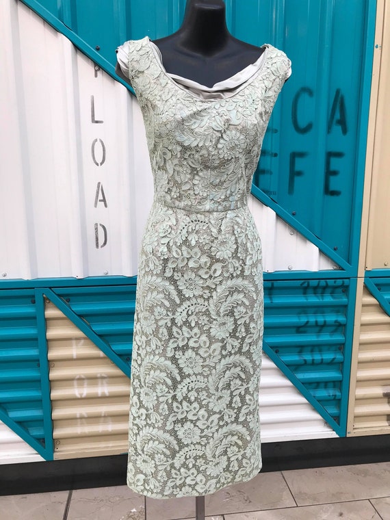 1950s Miss America Pistachio Green Guipure Lace Cocktail Dress - W: 28" -  Etsy