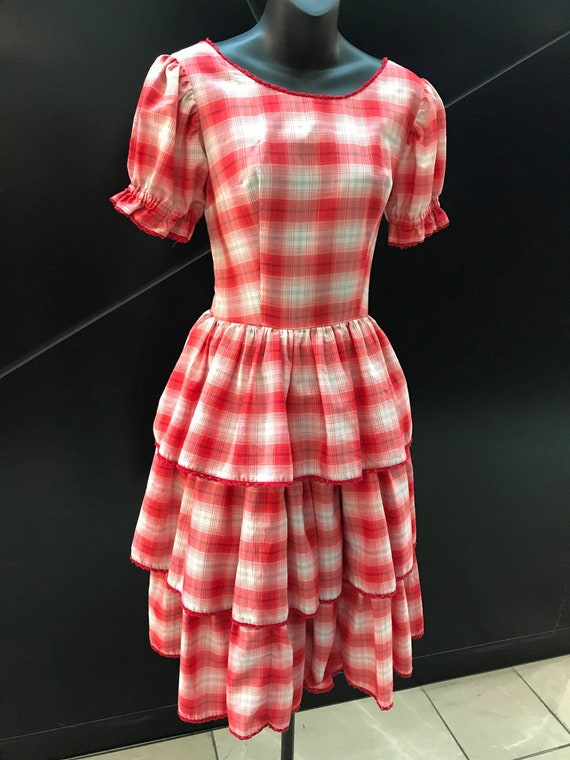 1950s "H Bar C" Red Gingham Prairie Dress