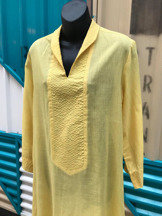 Vintage 1970s Yellow Kaftan - Size L - image 3