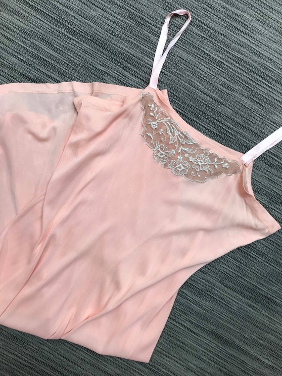 RARE 20s 30s Silk Jersey Slip Floral Lace Detail