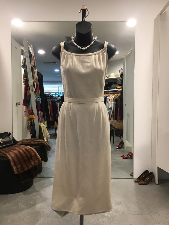 1950s "Carlye" Ivory Wool Wiggle Dress