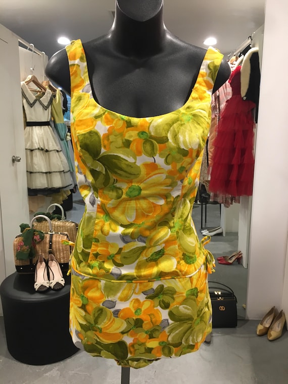 1960s "Rose Marie Reid" Floral Bathing suit/romper