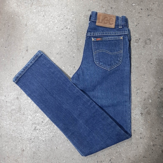 Vintage Lee Rider Dark Blue Black and Red Label Straight Leg