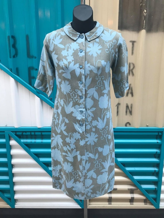 1960s "Helen Whiting Inc." Linen Shirt Dress