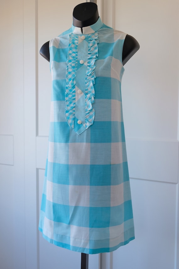 Robe droite bleu ciel a carreaux vichy a grands carreaux des annees 1960 Taille XS S Etsy France