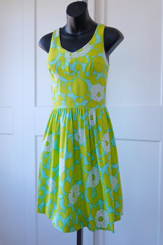 slim fit dress slacks Vintage Sears 70s Smocked Green Dress 3t main image 1