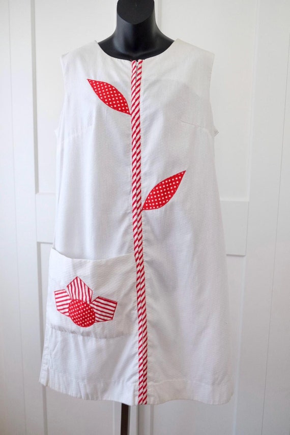 1960s 'step-n-go' White Cotton House Dress With Appliqu Decoration - Size  XXL - Etsy