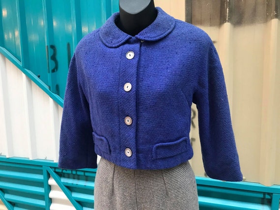 1940s "Tailored by Bradley" Blueberry Cropped Wool