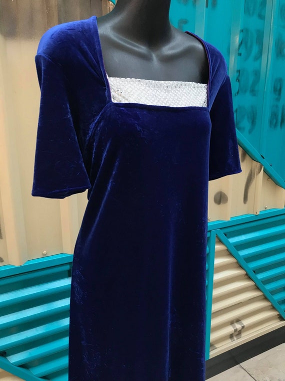 1990s  Blue Velvet S/S Maxi Dress Size XL - XXL - image 4