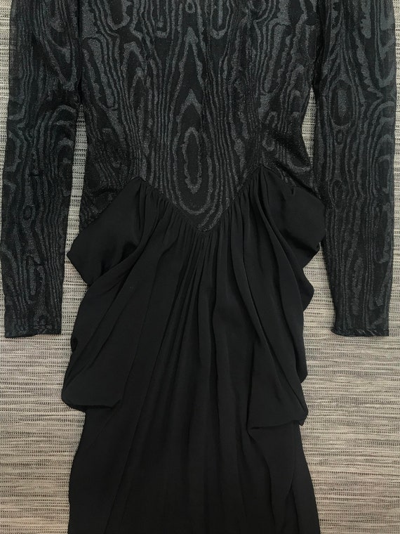Original 1930s Black Crepe Dress w/ Net Bodice - image 3