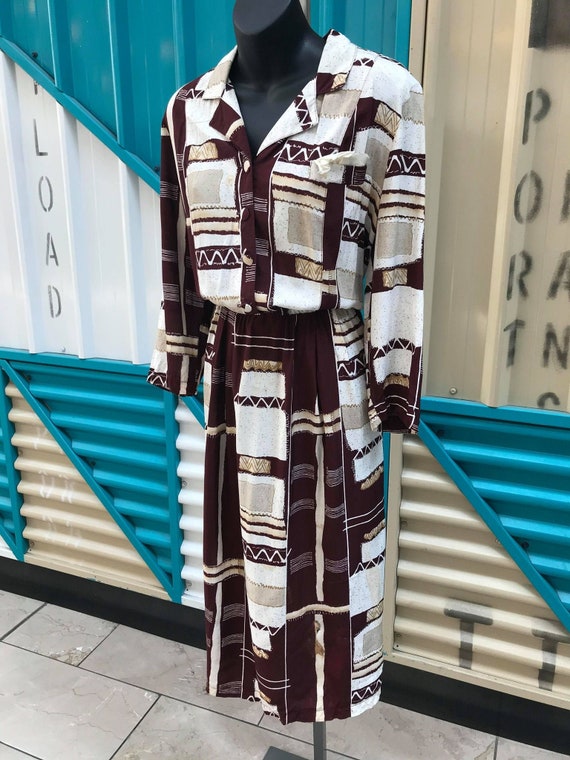 Vintage 70s 80s Printed Rayon Dress