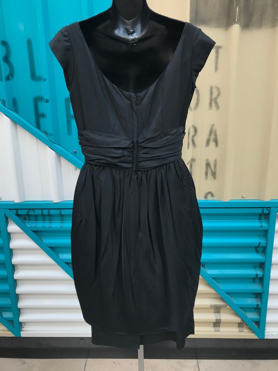 1950s Black Taffeta Tulip Cocktail Dress Size M 28 Waist Etsy