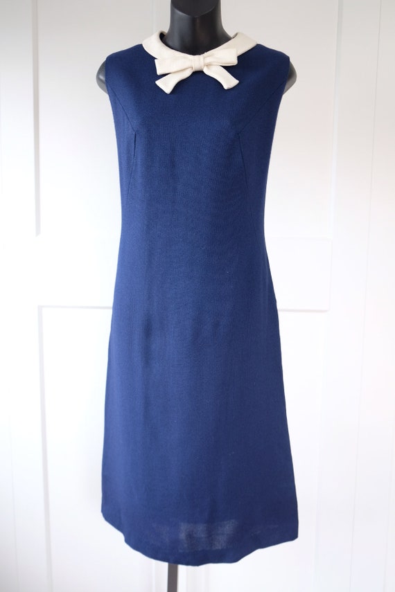 1960s Navy Blue Heavy Linen Blend A-line Dress - Size M - Etsy