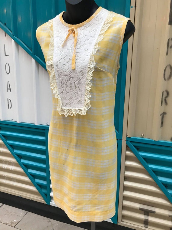 yellow lace shift dress Missguided Yellow Lace Tie Bardot Shift Dress NWT NEW w Tag Long Sleeve Crochet