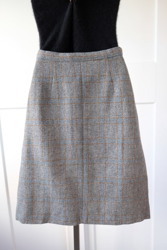 Vintage Grey  Watch Plaid Wool A-Line Skirt - W:2… - image 4