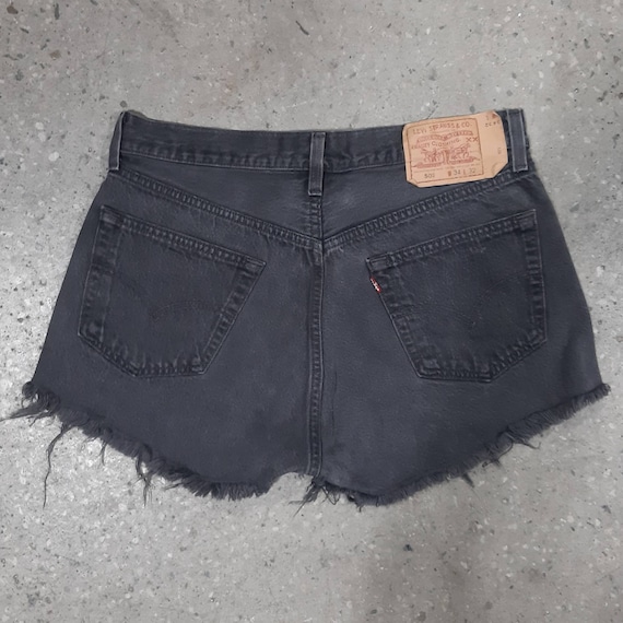 Vintage Levi's 501 Black Denim Shorts Made in U.S… - image 2
