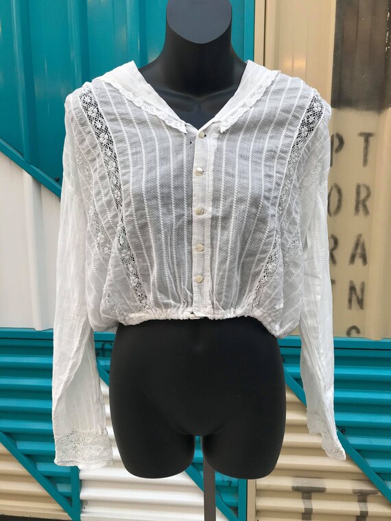 RARE ANTIQUE 1910s White Lace Blouse