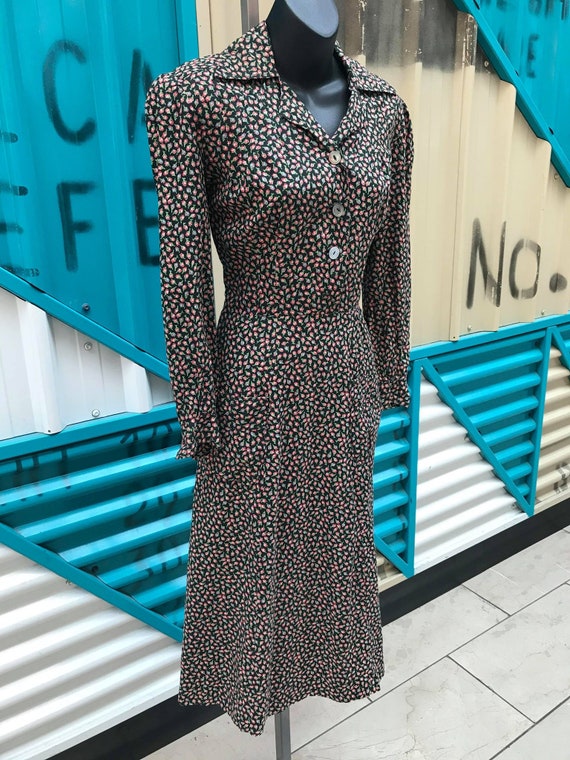30s 40s Floral Print Cotton Dress