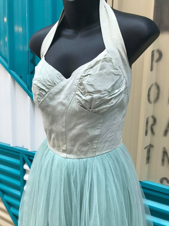 OOAK 1930-40s Old Hollywood Halter Silk and Tulle… - image 4