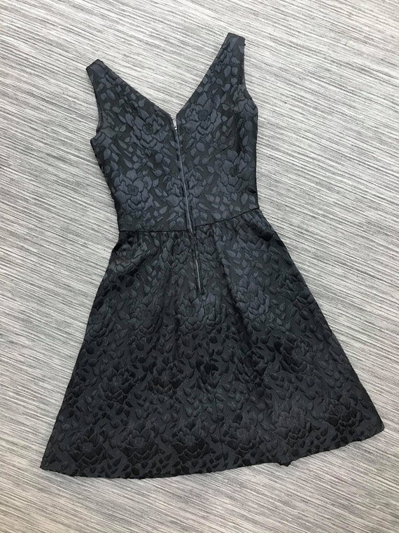1960s Black Brocade Party Dress - 25" Waist - image 5