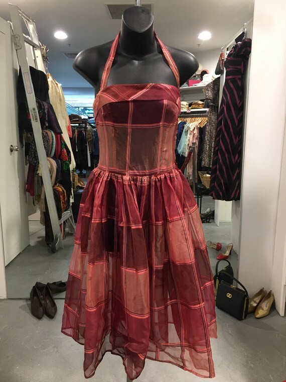 1930s Sheer Pink organza Halterneck Party Dress