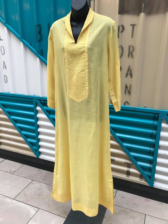 Vintage 1970s Yellow Kaftan - Size L - image 1