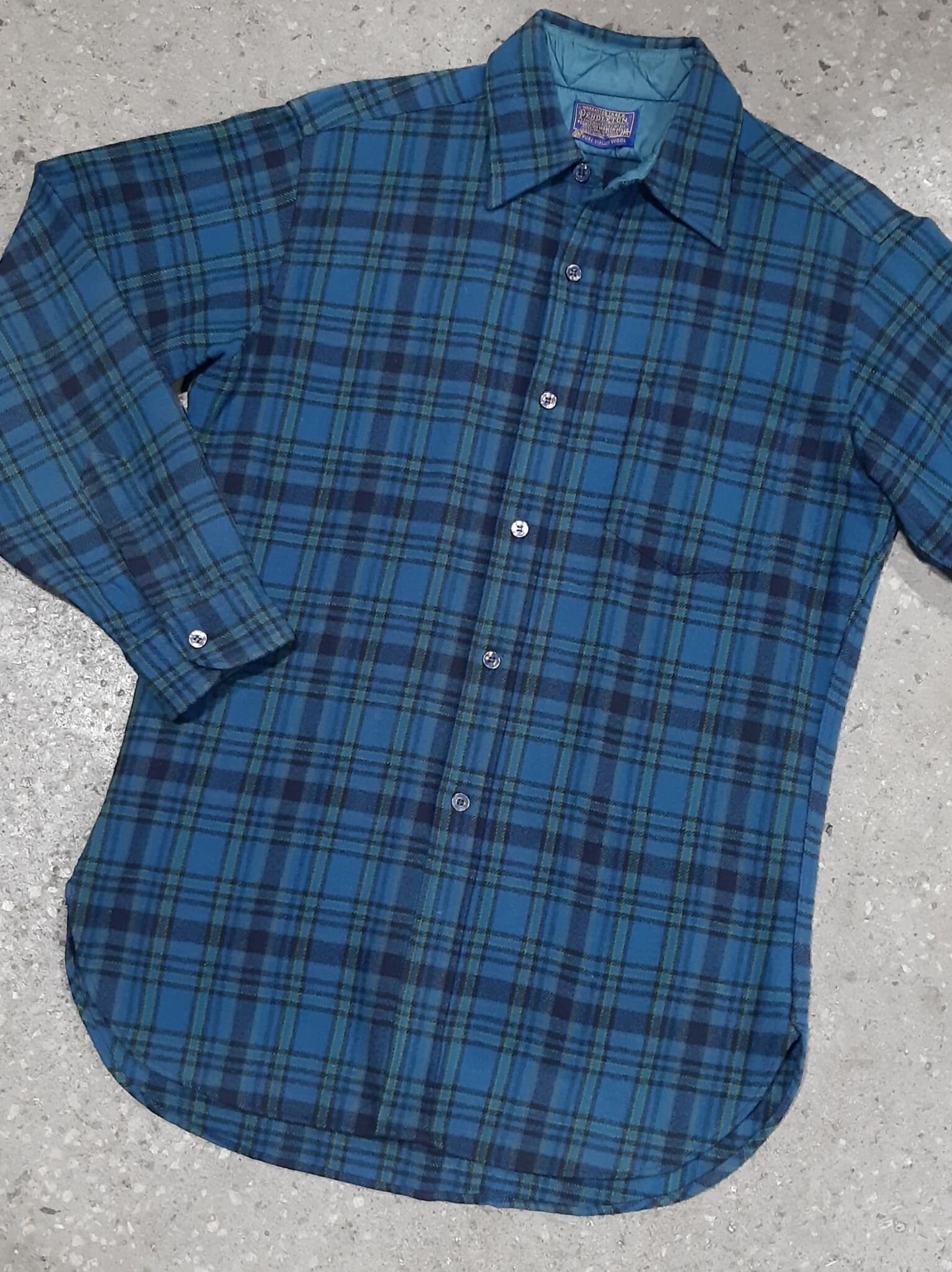 Vintage Pendleton Wool Blue Plaid Shirt 
