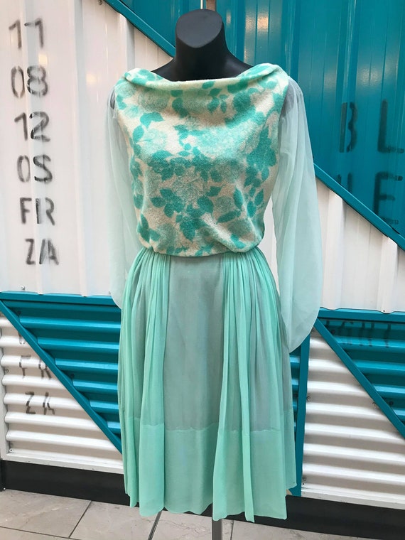 Mr. Mort 1950's wool and chiffon party dress
