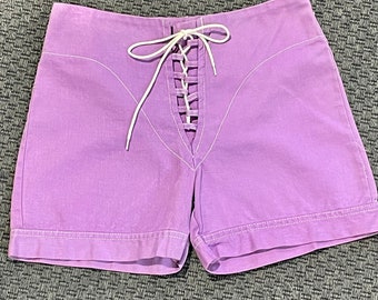 1970s Lace-up Hot Pants/Shorts /Lilac