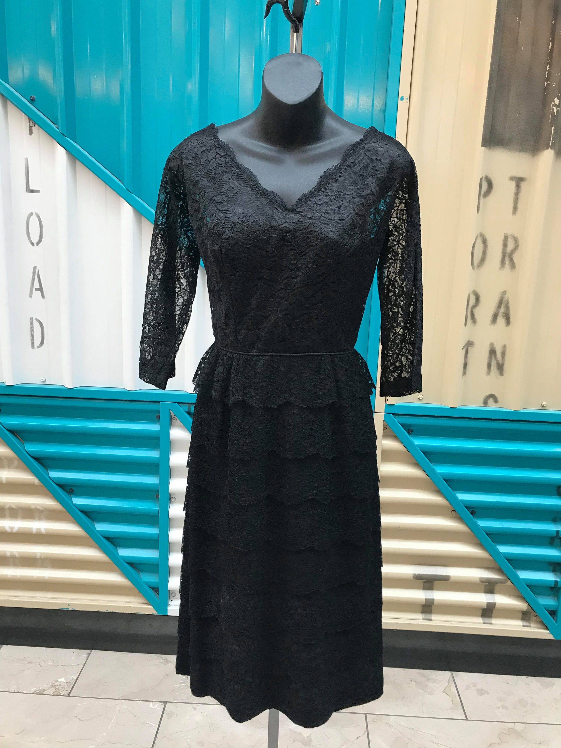 1940s ferman O'grady Black Lace Cocktail Dress - Etsy