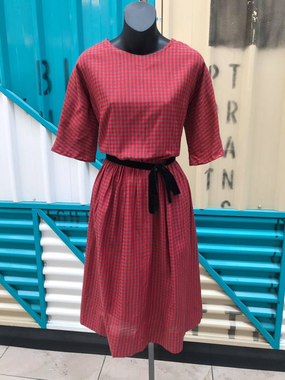1940s Cold-Pressed Rayon Plaid Dress