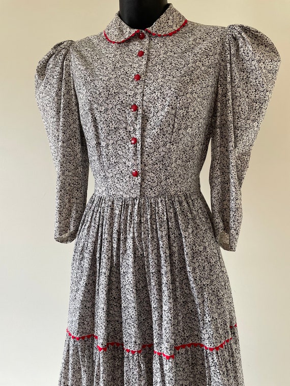 Antique 1930s  Small Print Cotton Prairie Dress -… - image 2