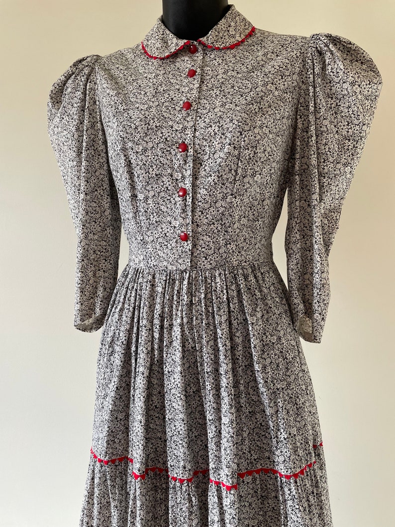 Antique 1930s Small Print Cotton Prairie Dress Sz S image 2