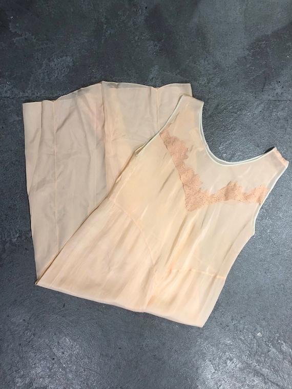 1930s Antique Champagne Silk and Lace Pyjamas (One