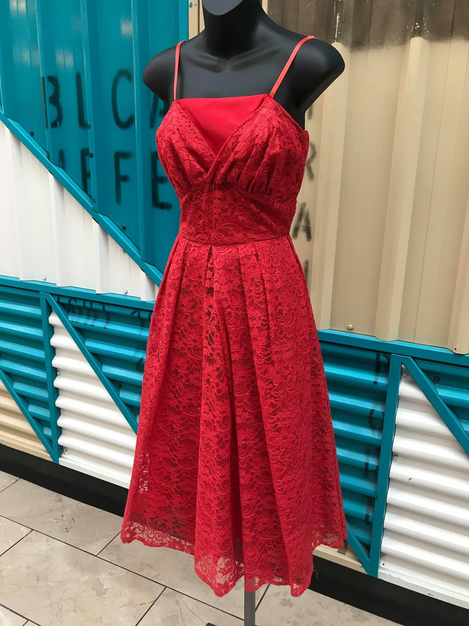 1950s Smokin Hot Red Lace Taffeta Party Dress W 26 Etsy Canada