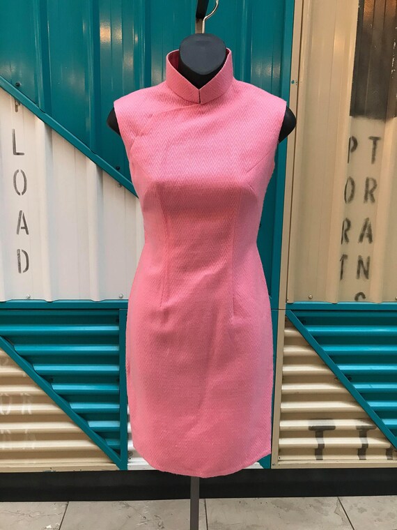1960s Bubblegum Pink Wool Cheongsam