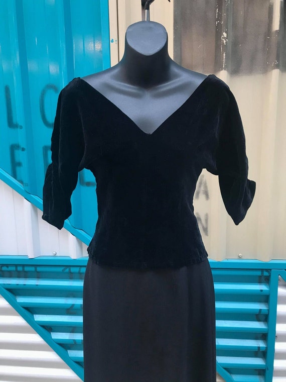 1950s Black Velvet Blouse