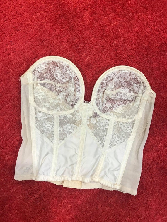 1950s Strapless Champagne Lace/Satin Brassiere "La