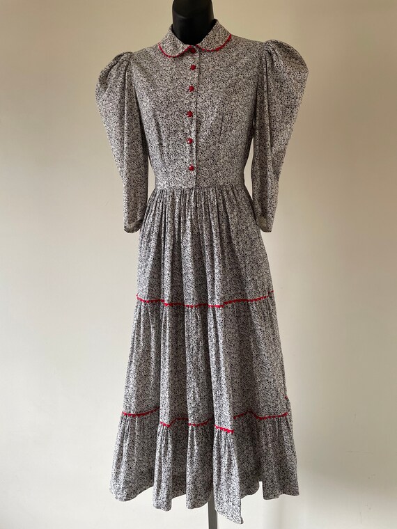 Antique 1930s  Small Print Cotton Prairie Dress -… - image 3