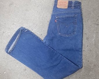 Rare Vintage 1970s Blue Denim Red Tab Levis 517 Made in U.S.A W: 33"