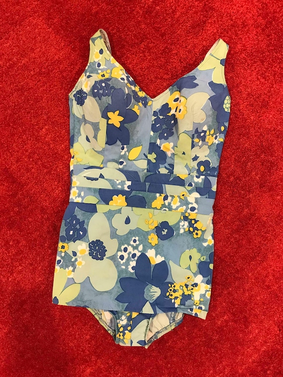 1960s Floral Swimsuit "Perfection Fit by Roxanne"