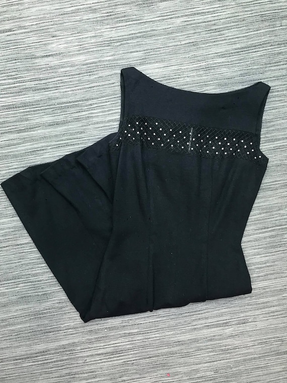 1950s Jerry Gilden Black Wool Wiggle Dress