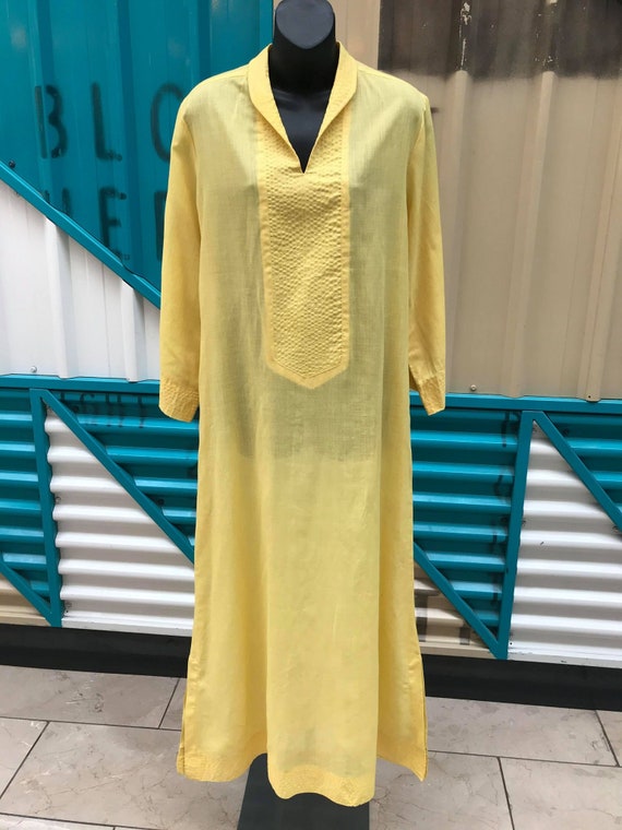 Vintage 1970s Yellow Kaftan - Size L - image 2