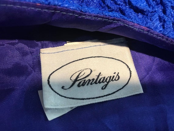 1980s "Pantagis" Sapphire Blue One-Shoulder Textu… - image 6