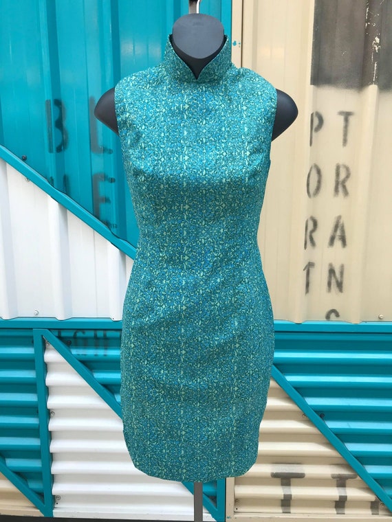 1960s Shades of Green Floral Print Cheongsam